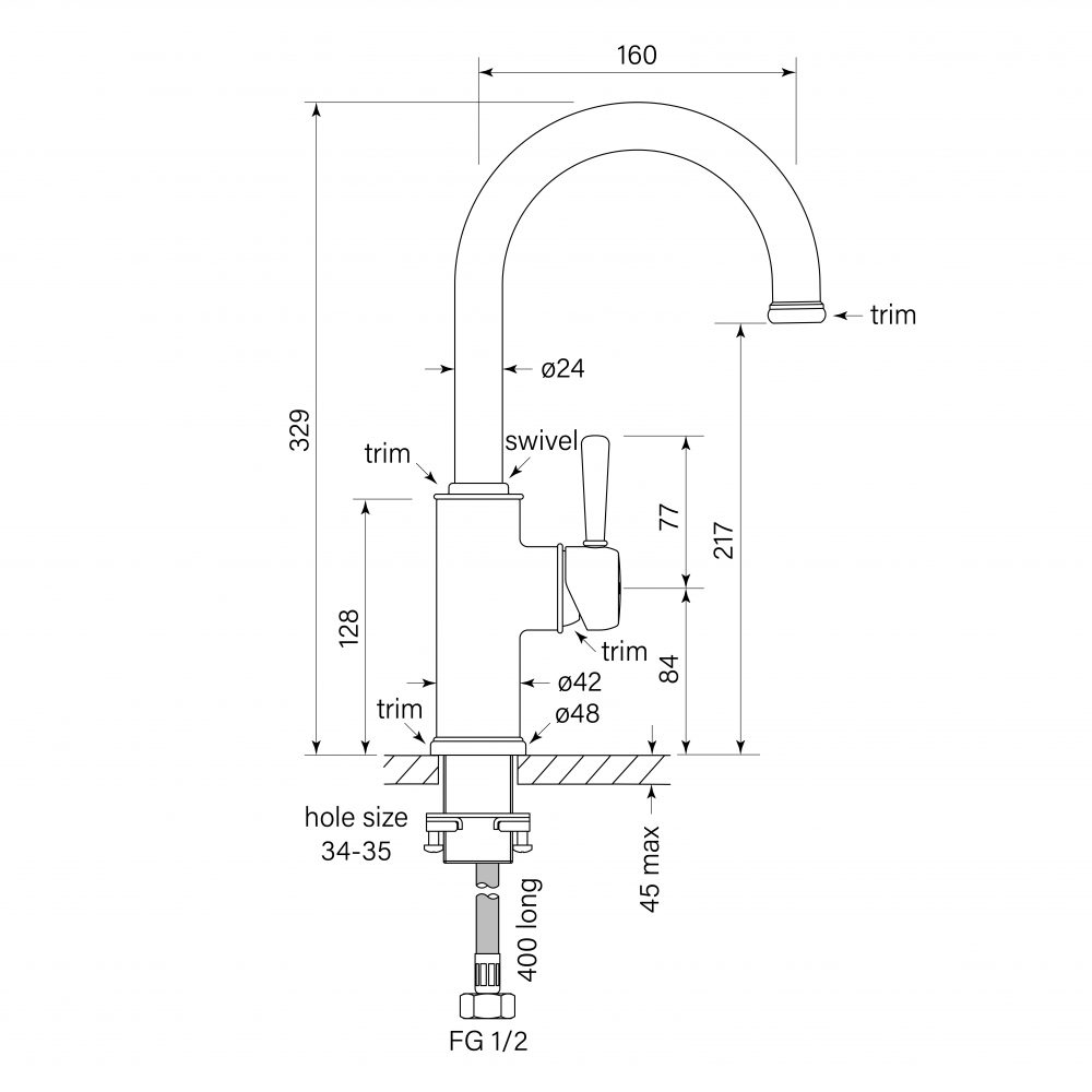 Cascade Basin Mixer Curve 160 - Faucet Strommen