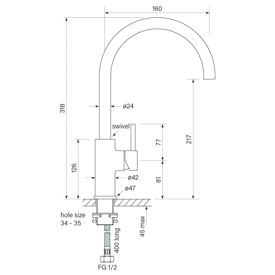 Pegasi M Basin Mixer Curve 160 - Faucet Strommen