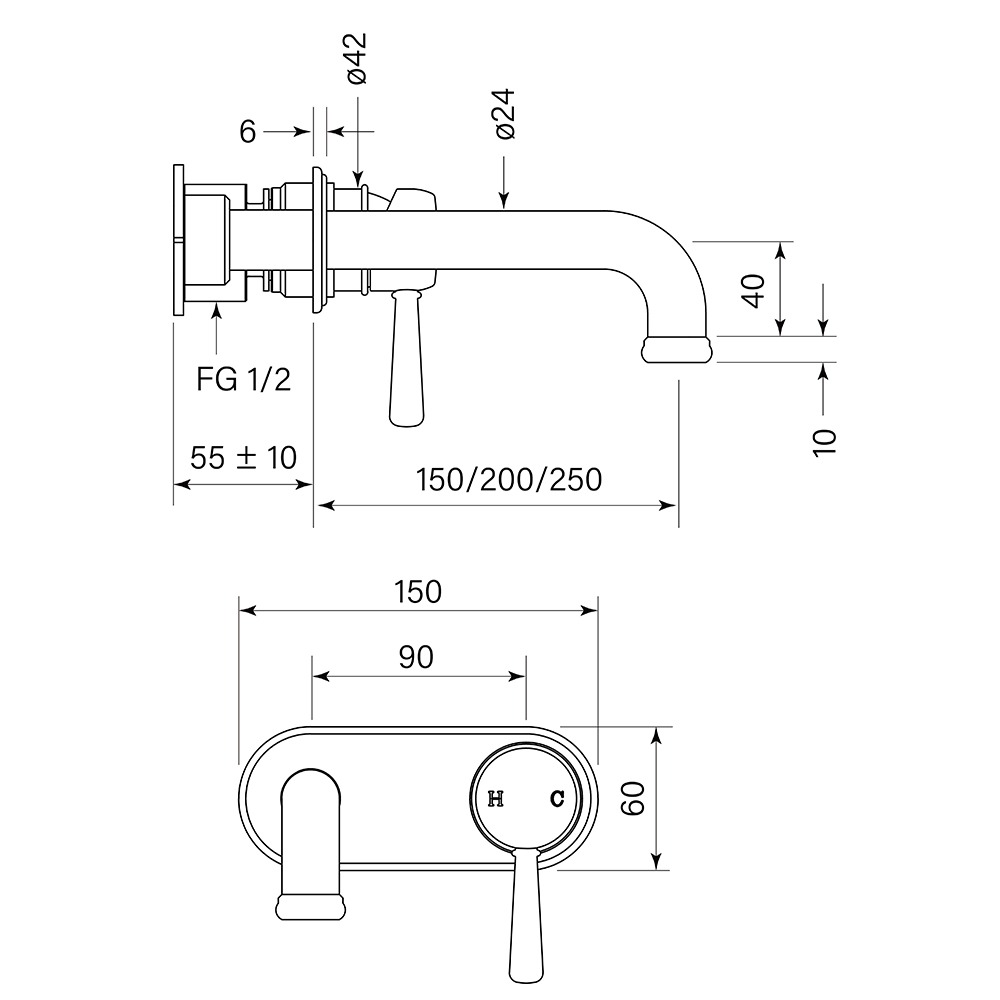 Cascade Back Plate Basin Mixer 200 - Faucet Strommen