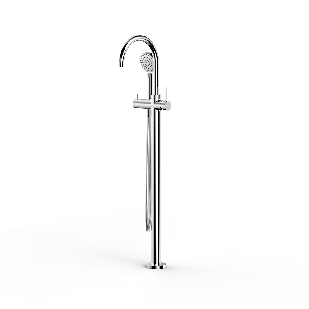 Pegasi Floor Bath Mixer Curve w. Handshower