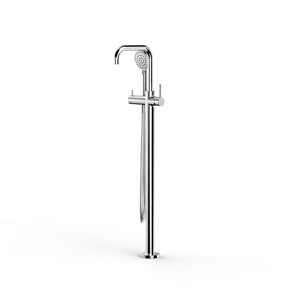 Pegasi Floor Bath Mixer Square w. Handshower