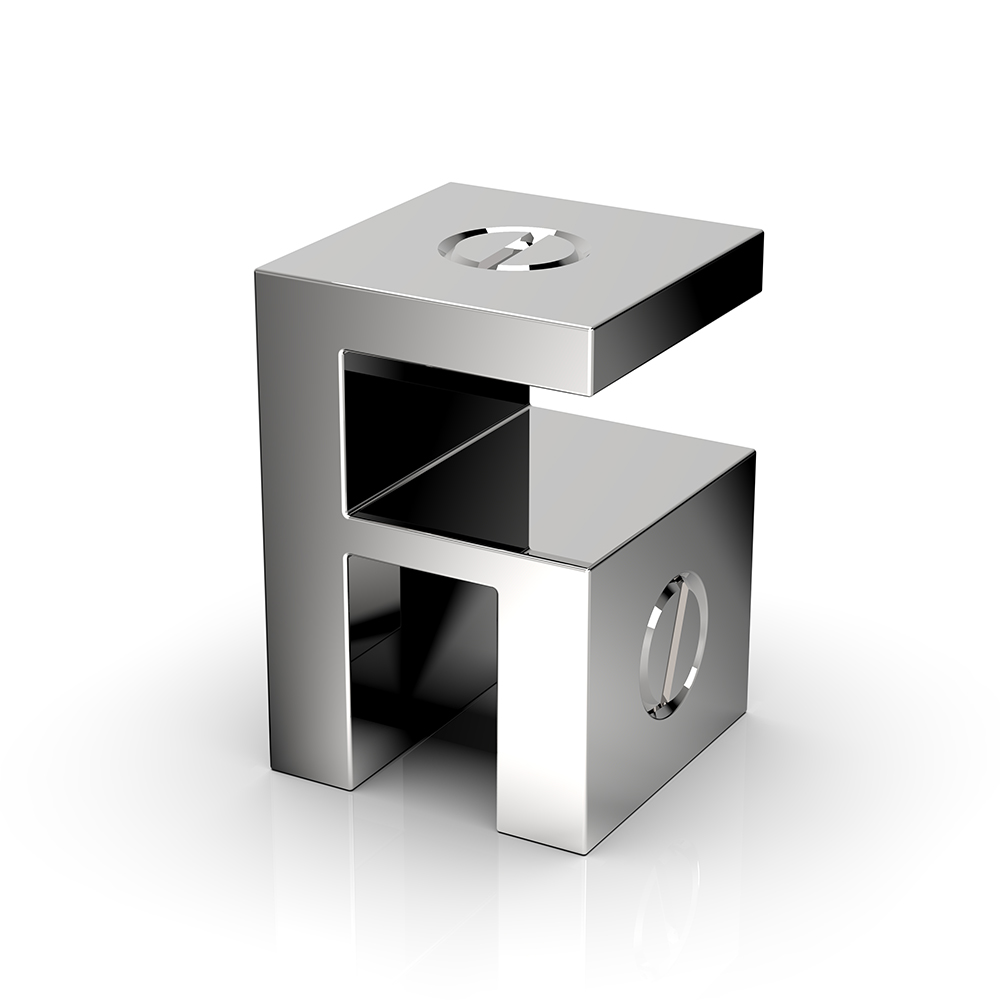 Shower Over-Panel Fitting, Glass-to-glass square